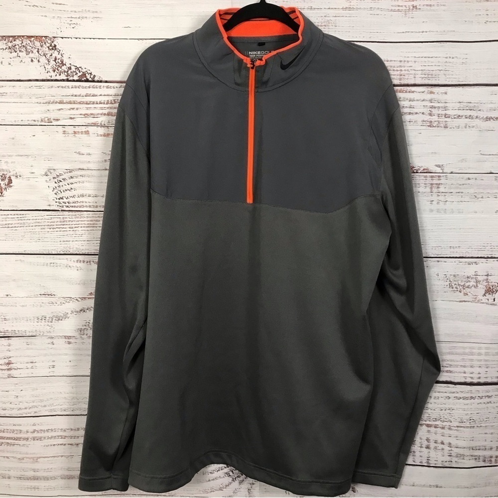 Nike Golf gray DRI-Fit size xl long‎ sleeve half zip popover performance shirt